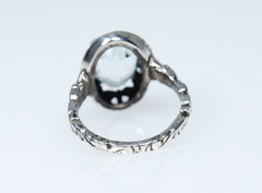 Antique Silver Ring Natural 5.50 ct Aquamarine Victorian Jugendstil Style