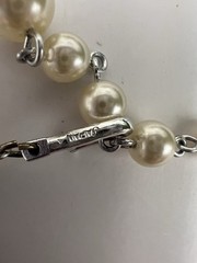 Multiple Strand Faux Pearl & Crystal Necklace Japan 16” Vintage