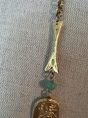 Vintage Egyptian Revival 46” Art Glass Bead & Hieroglyphic Tablets Necklace WOW!