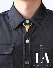 Lolias Bolo Tie For Men – Rhinestone Leather Necktie Rope Cord Bull