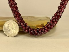 Vintage Indian Hand Woven Garnet Bead Rope Necklace Adjustable Length Knot 38gr