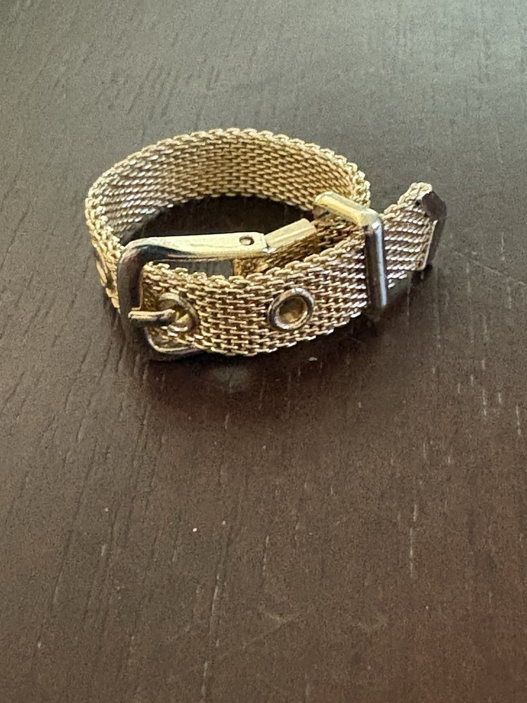 Vtg Gold Tone FLEXIBLE Mesh 3 Hole Adjustable BELT BUCKLE RING Japan RETRO MCM