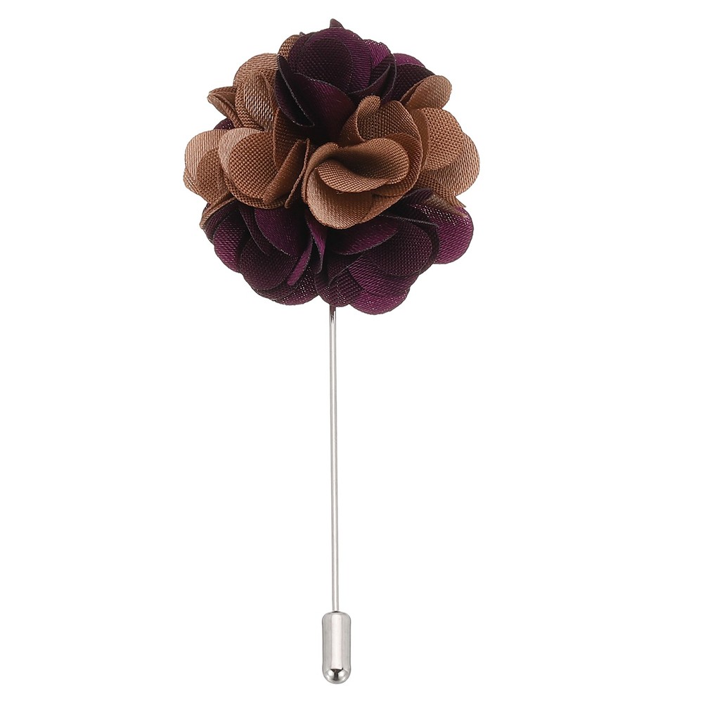 1 Pcs Flower Boutonnieres Pin Lapel Pin for Men Camellia Flower Brown/Purple
