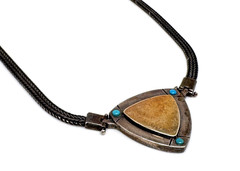 Vintage 925 Silver And Gold Necklace With Turquoise Delicate And Special.