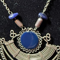 Vintage Hand Made Peruvian Alpaca Silver Chandelier Necklace w Blue Gemstones