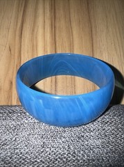 Vintage Bracelet! Gorgeous Semi Translucent Sky Blue & White Estate 1960 Plastic
