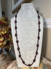Genuine Almandine Garnet Unusual Cluster Station Bead Necklace Clasp-Free 35″