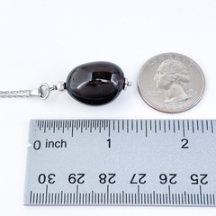 Smoky Quartz Pendant Necklace | Vintage Sterling Silver 925 | 16″