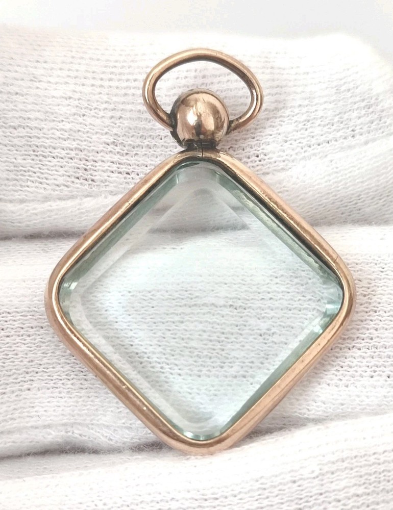 Antique Victorian Gold Filled Double Sided Glass Photo Locket Pendant Picture