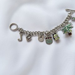 RARE 2PC VINTAGE Y2K JUICY COUTURE SLIVER CHARM BRACELETS | 14 CHARMS | NWOB