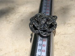 ✨🌺🌹VINTAGE 925 Sterling Silver MARCASITE Large ROSE Floral STATEMENT Ring WOW