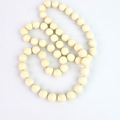 Vintage Acrylic Bead Necklace Lot 2 Layering Cream n Latte 29 in 16 in Gold Tone
