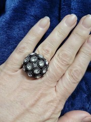 Premier “Time Square” Vintage Dome Cocktail Ring with Rhinestones