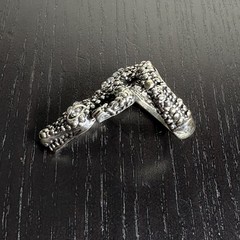 Vintage Silver Tone Alligator/Crocodile Statement Ring Size 6 Unmarked