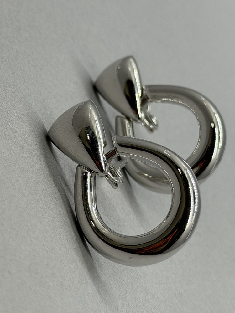 Vintage Monet Silver Tone Door Knocker High Polish Silver Tone Earrings 1.50″