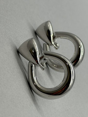 Vintage Monet Silver Tone Door Knocker High Polish Silver Tone Earrings 1.50″