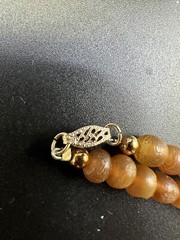 Vintage Crackled Bovine Horn Dyed Bone Wood Bead Necklace 19” Hook Clasp