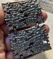 Vintage Mid Century MODERNIST BRUTALIST PANEL BRACELET Silver Tone Celebrity