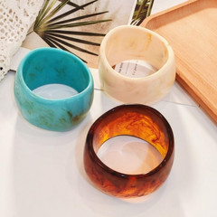 Acrylic Chunky Cuff Bangle Wide Bracelet for Women Vintage Resin Irregular Geome