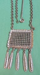 Vintage LISNER Signed Pendant & Necklace in Silver Tone
