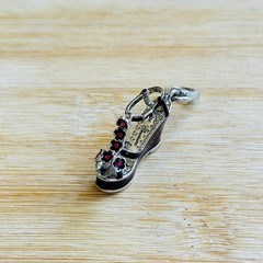 Y2K Juicy Couture JC Kiera Wedge Shoe Charm Dangle Silver Plated Rhinestone Rare