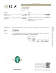 14K Yellow Gold Engagement Ring 5.11CT.Natural Green Emerald Oval Shape GIA Cert