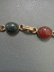 VTG Petite 12k Gold Filled Multi Gemstone Scarab Bracelet 6.25in