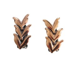 Vintage Renoir Copper Leaves Clip On Earrings