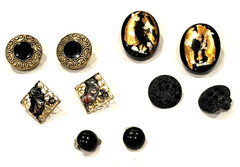 CELEBRITY BLACK GOLD SILVER RHINESTONE ENAMEL POST CLIP ON EARRINGS MCM LOT 20