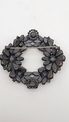 Vintage Purple Rhinestone Flower Wreath Brooch Aurora Borealis Pin Statement