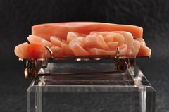 Pink coral OBIDOME brooch “Cherry blossom and rose” Certificate, (47mm 120.0ct)