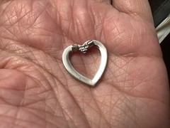Vintage Theda 925 Sterling Silver Marcasite Open Heart Love Slide Pendant