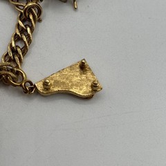 Vtg Monet Link Gold Tone Charm Bracelet Grand Piano Heart Wishing Well Tree ETC