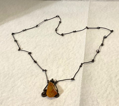 Old Amber Pendant Natural Baltic Yellow Honey Vintage Necklace