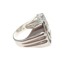 925 Sterling Vintage Emerald & Tapered Baguette C Z Praying Hands Ring Size 10.5