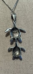 Vintage Sterling Silver Turtle Pendant And Necklace, 18” Chain, Mexico. 6 Grams