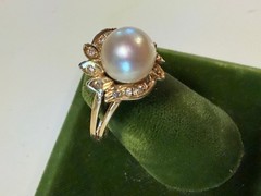 Vintage SOLID 14KT Gold Stamped Pearl Size 7 Ring 2.78g New Old Stock!