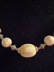 Vintage jewelry Necklace Metal wood Bone handcrafted Art custom C1930-40