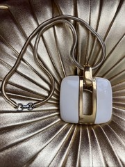 Vintage LANVIN IVORY KEYHOLE PENDANT NECKLACE