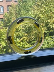 Clear Soft Yellow Vtg Beetle Bracelet Translucent Resin,,1960s, NOS(#1)