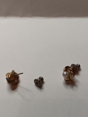 Vintage Signed MARVELLA Gold Tone Faux Pearl Knot Twist Stud Earrings