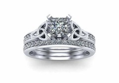 2.00Ct Princess Cut Lab Created Diamond 925 Silver Engagement Bridal Ring Set