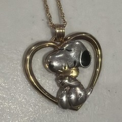 Vintage Snoopy Pendant Necklace Lenox Sterling Silver Gold Vermeil 18 Inches