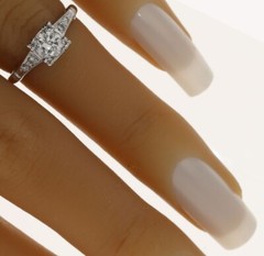 Vintage Diamond Engagement Ring .62CT Mine Cut 14K WG Size 4