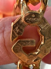 Vintage Givenchy Gold-Tone Heavy Curb Chain Necklace with Crystal G-Logo Accents