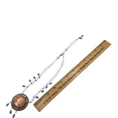 Vintage Handmade OOAK Cameo Necklace, Gemstone Dangle Statement Artisan Necklace