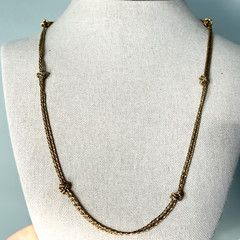 Vintage Gold Tone Rope Twist Knot Double Strand Necklace Bracelet Matching Set