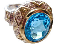 NEW 11 CARAT LONDON SWISS BLUE MINED OVAL CUT TOPAZ STERLING RING SIZE 8 RING