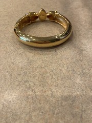 Jackie Collins Goldtone Panther Hinged Bangle Bracelet w/ Bezel Set Rhinestones
