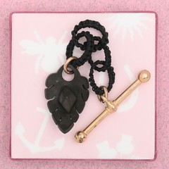 Antique Victorian Upcycled Vulcanite Feather Gold Filled T-Bar Pendant